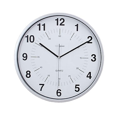 Kiera Grace HO85113-0 Synchro Silent Wall Clock, 12", Silver