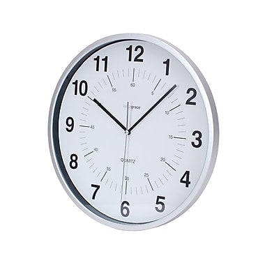 Kiera Grace HO85113-0 Synchro Silent Wall Clock, 12", Silver