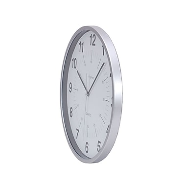 Kiera Grace HO85113-0 Synchro Silent Wall Clock, 12", Silver