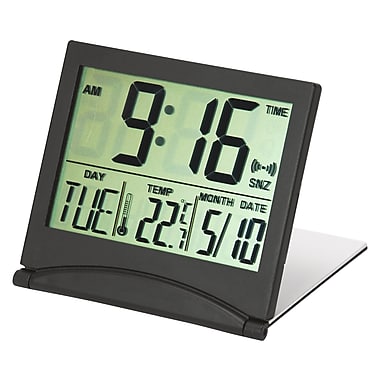 Kiera Grace HO87566-2 Flip Travel Alarm Clock, Black