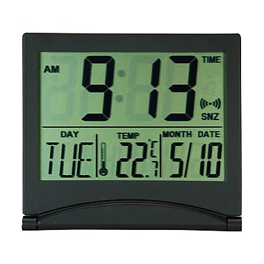 Kiera Grace HO87566-2 Flip Travel Alarm Clock, Black