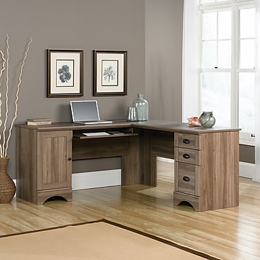 Sauder Harbor View Corner Computer Desk, Salt Oak 2 Ctns
