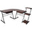 Star L-Shape Desk, Medium Cherry/Black Finish