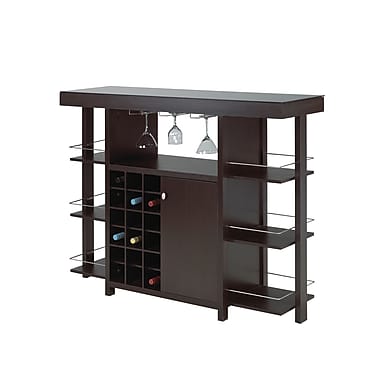 Brassex 12532 Bar with Smoked Glass Top, Expresso
