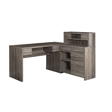 Monarch Reclaimed-Look L-Shaped Desk, Dark Taupe