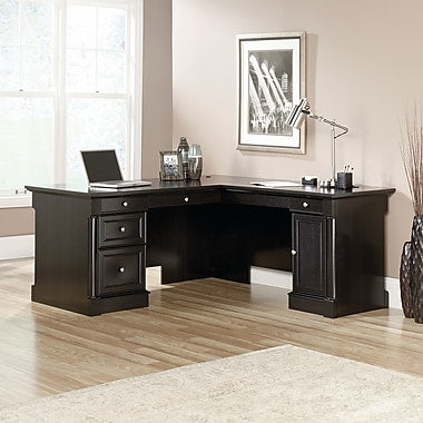 Sauder Palladia L-Shaped Desk, Wind Oak, 2 Cartons