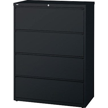 Hirsh HL10000 Series Lateral File Cabinet, 4-Drawer, Black