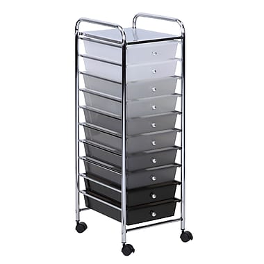 Honey-Can-Do 10-Drawer Cart, Multicolour/Gray, Black, White (CRT-05255)